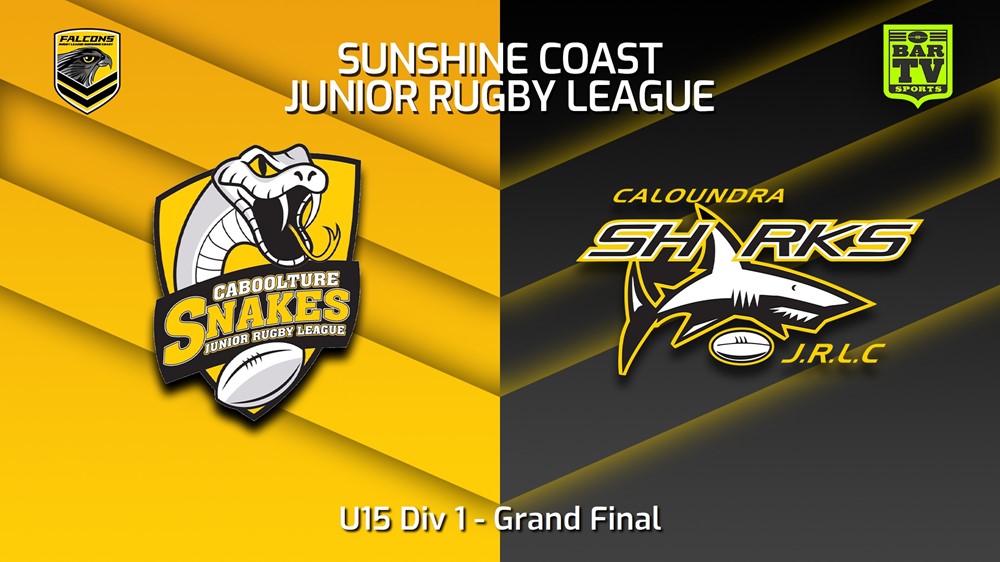 230902-Sunshine Coast Junior Rugby League Grand Final - U15 Div 1 - Caboolture Snakes JRL v Caloundra Sharks JRL Slate Image