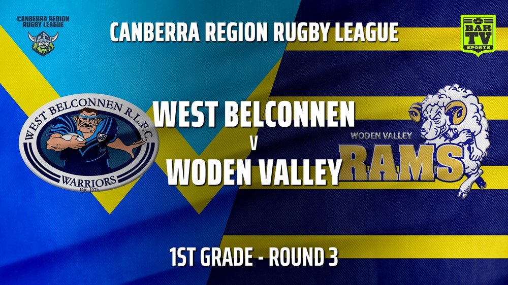 210501-CRRL Round 3 - 1st Grade - West Belconnen Warriors v Woden Valley Rams Slate Image