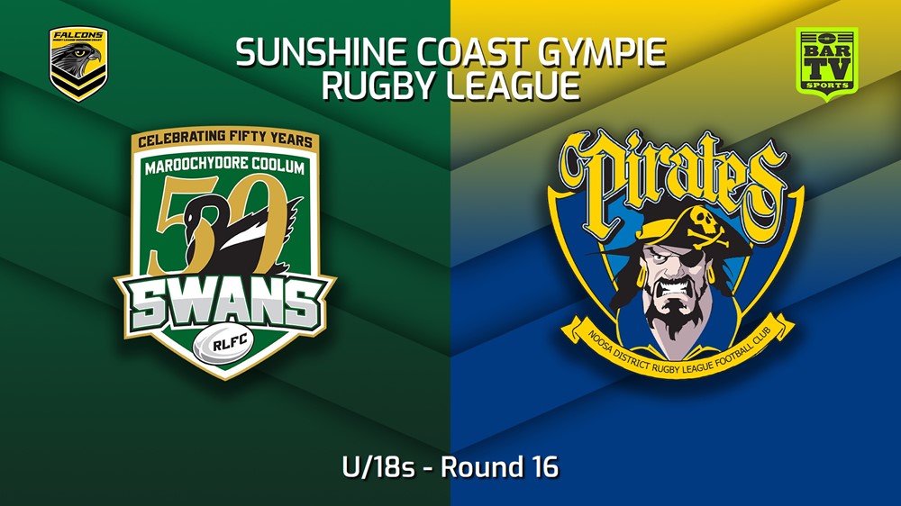 MINI GAME: Sunshine Coast RL Round 16 - U/18s - Maroochydore Swans v Noosa Pirates Slate Image