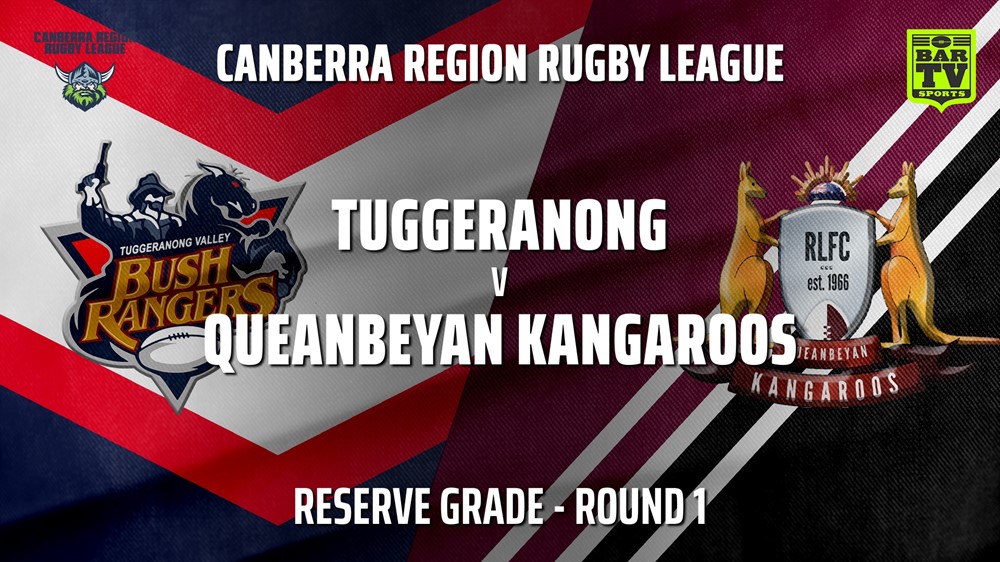 CRRL Round 1 - Reserve Grade - Tuggeranong Bushrangers v Queanbeyan Kangaroos Slate Image