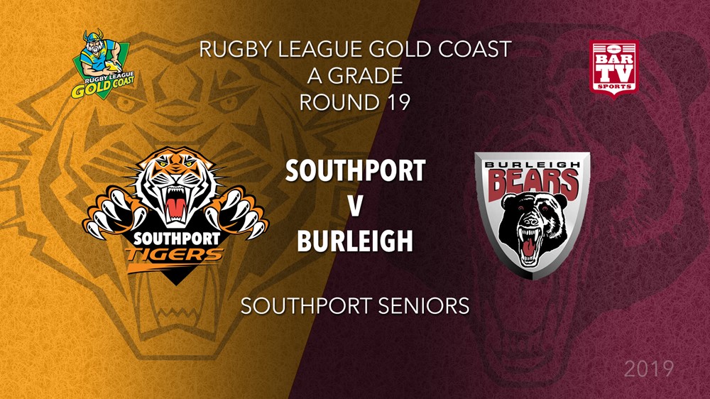 RLGC Round 19 - A Grade - Southport Tigers v Burleigh Bears Slate Image