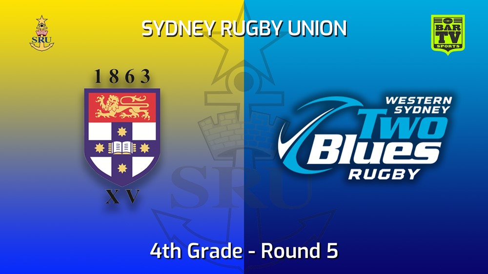 220430-Sydney Rugby Union Round 5 - 4th Grade - Sydney University v Two Blues Slate Image