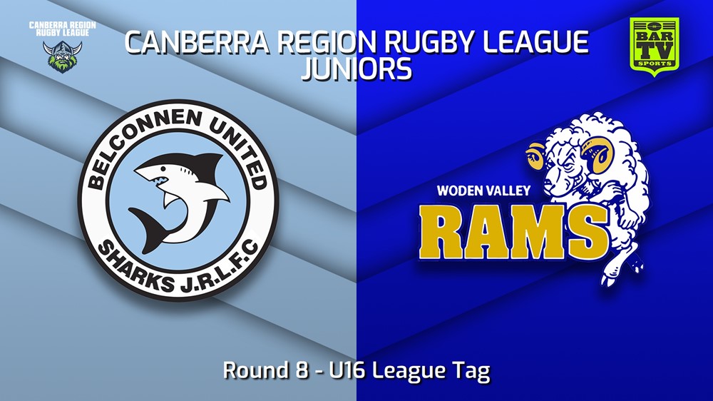 250620-video-Canberra Region Rugby League Juniors Round 8 - U16 League Tag - Belconnen United Sharks Juniors v Woden Valley Rams Juniors Slate Image