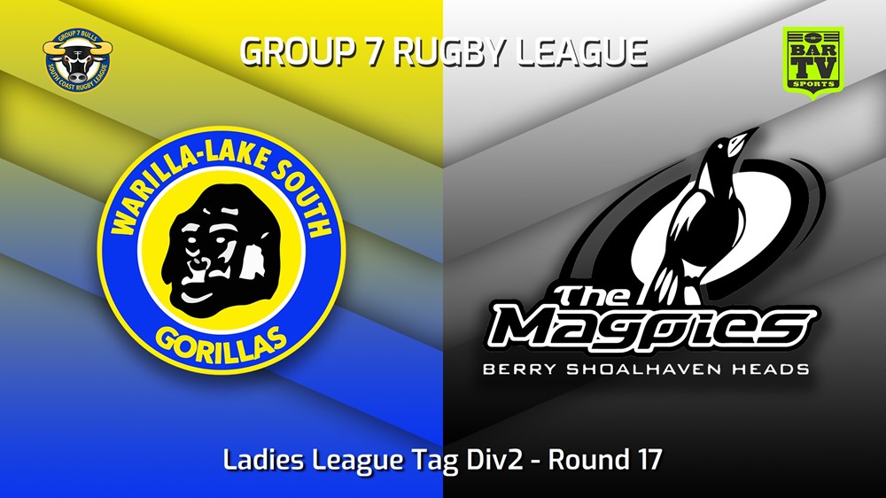 230813-South Coast Round 17 - Ladies League Tag Div2 - Warilla-Lake South Gorillas v Berry-Shoalhaven Heads Magpies Slate Image