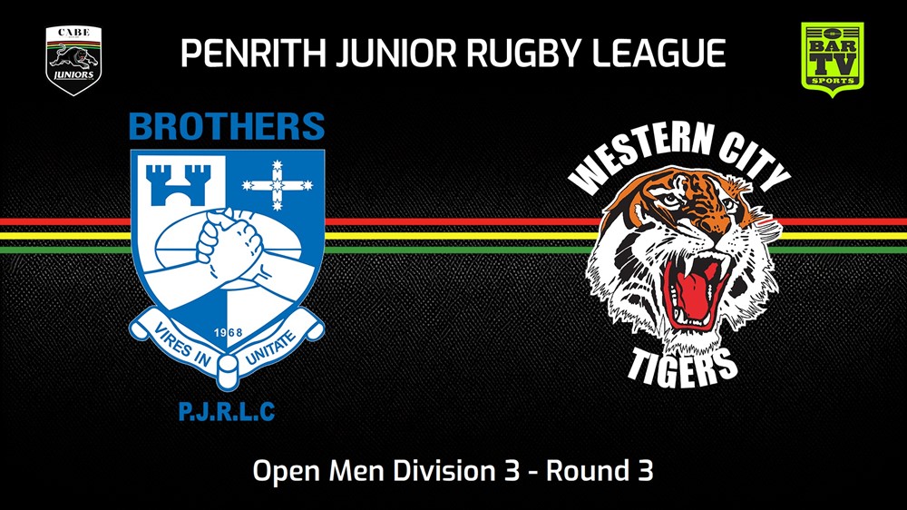 240428-video-Penrith & District Junior Rugby League Round 3 - Open Men Division 3 - Brothers v Western City Tigers Slate Image