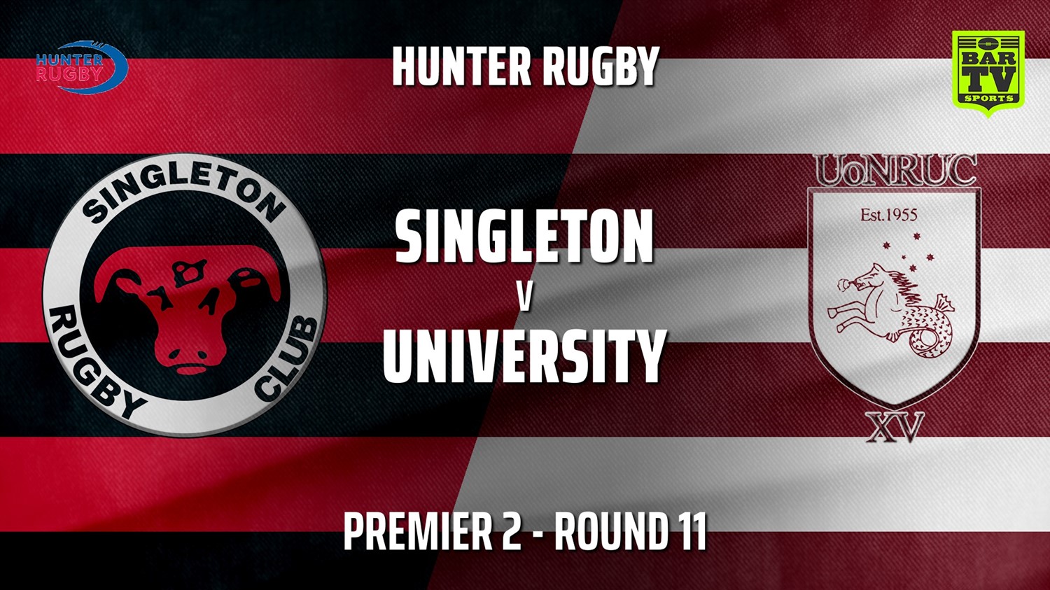 MINI GAME: Hunter Rugby Round 11 - Premier 2 - Singleton Bulls v University Of Newcastle Slate Image