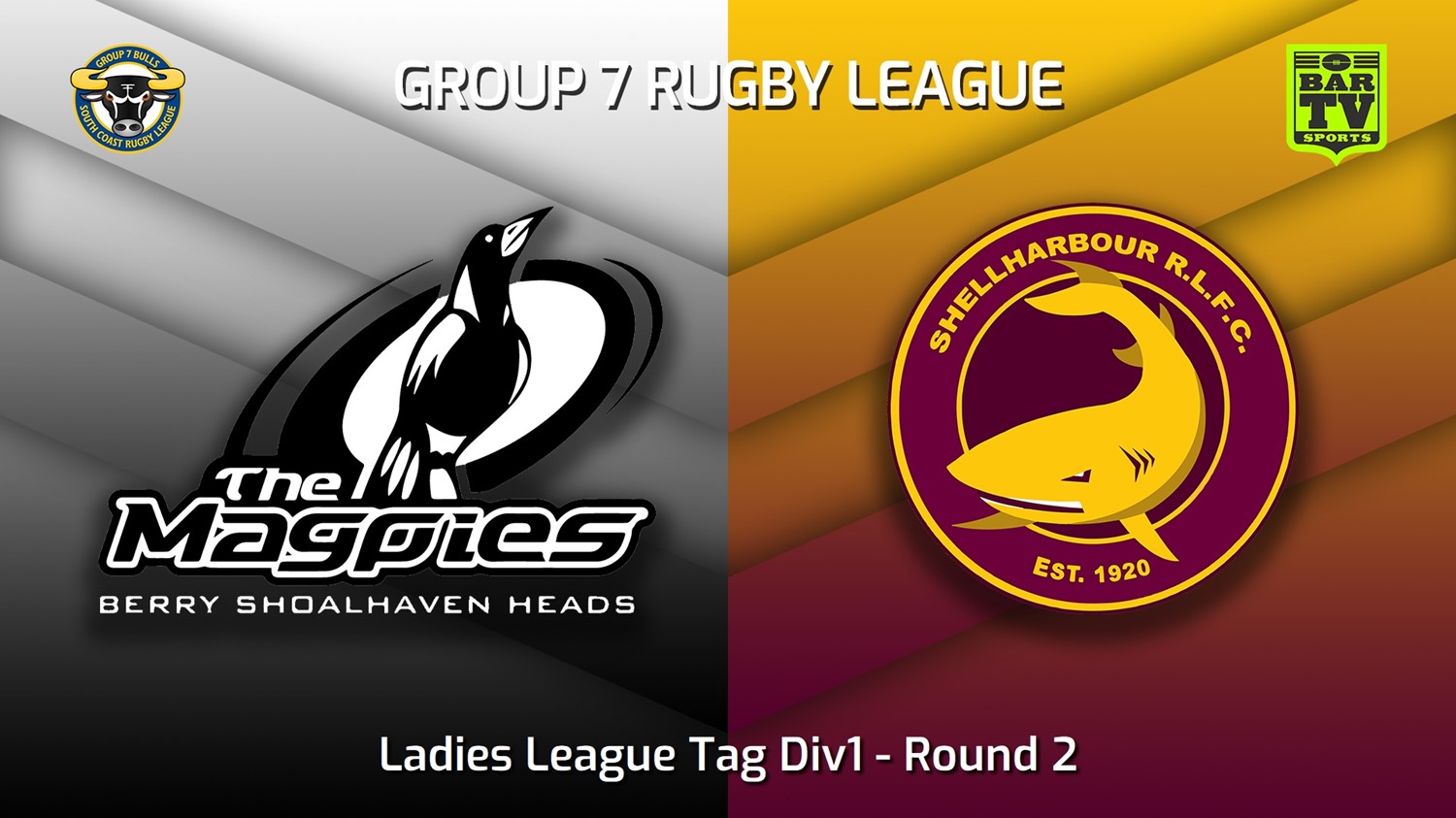 230401-South Coast Round 2 - Ladies League Tag Div1 - Berry-Shoalhaven Heads Magpies v Shellharbour Sharks Slate Image