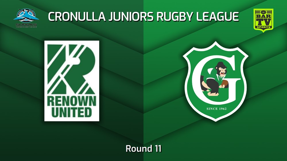 230701-Cronulla Juniors Round 11 - U12 Gold - Renown United v Gymea Gorillas Minigame Slate Image
