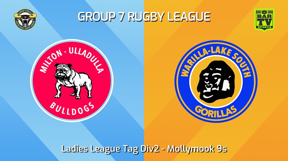 240309-South Coast Mollymook 9s - Ladies League Tag Div2 - Milton-Ulladulla Bulldogs v Warilla-Lake South Gorillas Slate Image