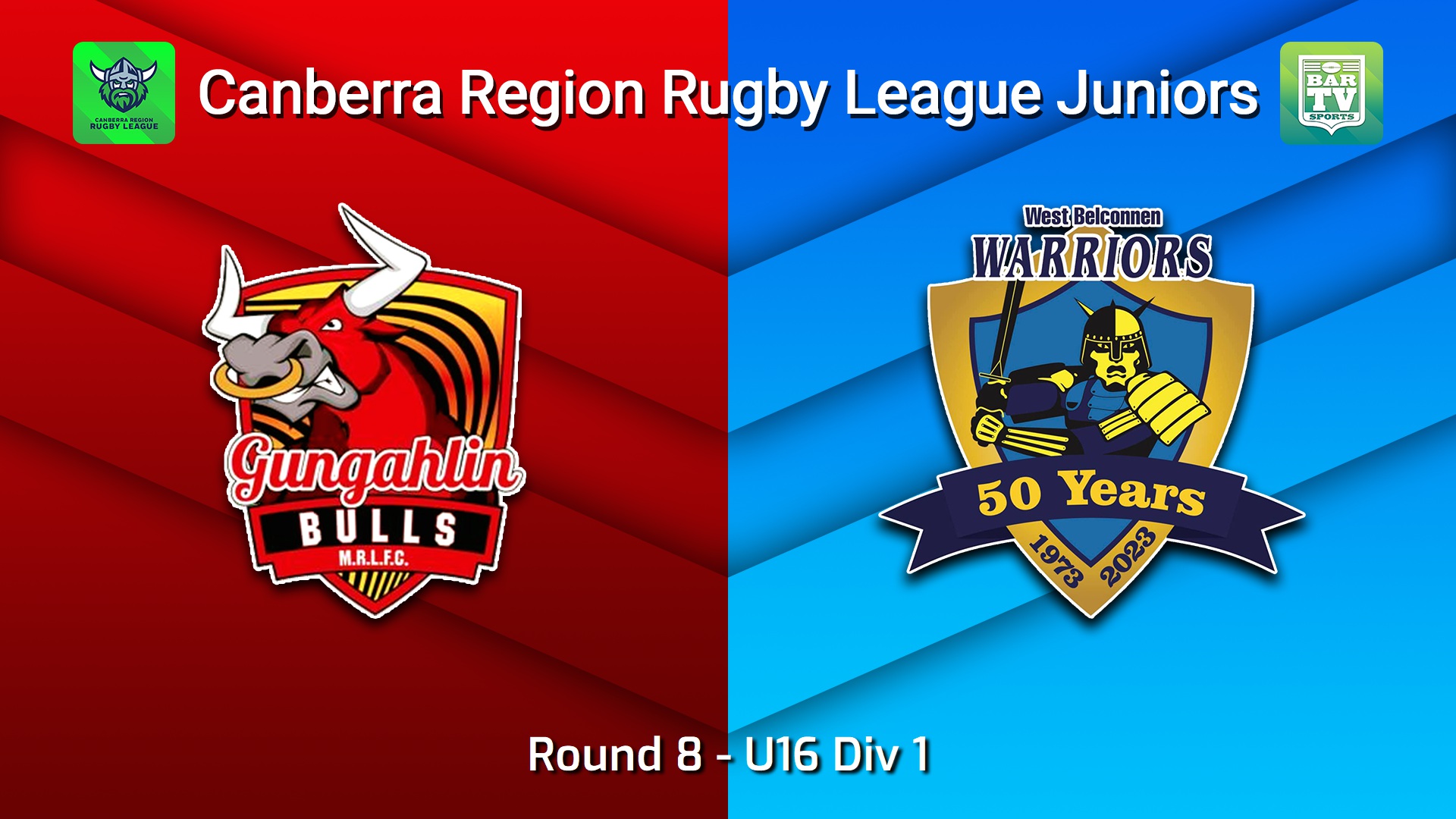 260626-video-Canberra Region Rugby League Juniors Round 8 - U16 Div 1 - Gungahlin Bulls Juniors v West Belconnen Warriors Juniors Slate Image
