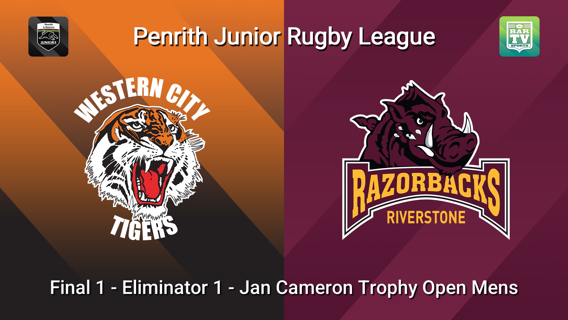 260823-video-Penrith & District Junior Rugby League Final 1 - Eliminator 1 - Jan Cameron Trophy Open Mens - Western City Tigers v Riverstone Slate Image