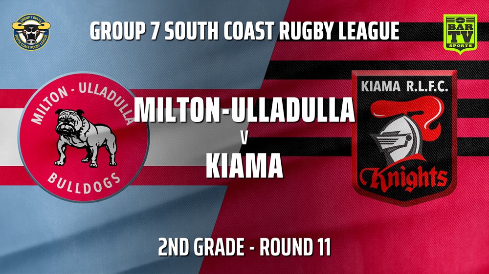 MINI GAME: South Coast Round 11 - 2nd Grade - Milton-Ulladulla Bulldogs v Kiama Knights Slate Image