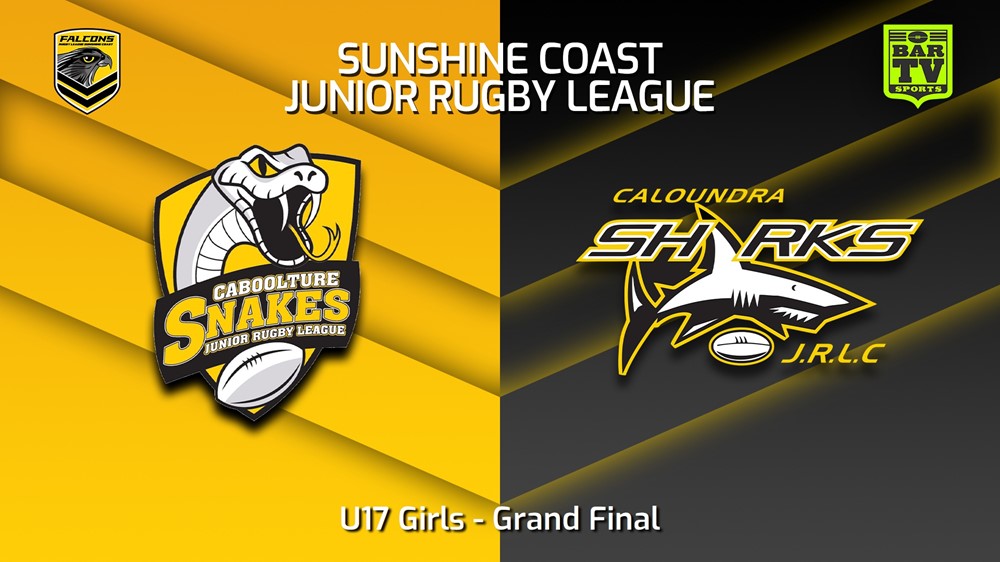 230902-Sunshine Coast Junior Rugby League Grand Final - U17 Girls - Caboolture Snakes JRL v Caloundra Sharks JRL Slate Image