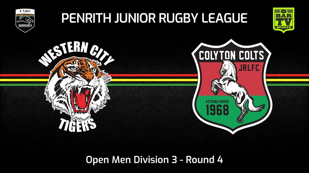 240505-video-Penrith & District Junior Rugby League Round 4 - Open Men Division 3 - Western City Tigers v Colyton Colts Minigame Slate Image