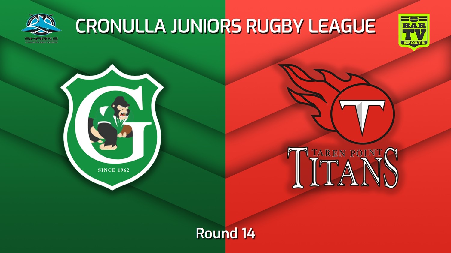 MINI GAME: Cronulla Juniors - U15 Gold Round 14 - Gymea Gorillas v Taren Point Titans Slate Image
