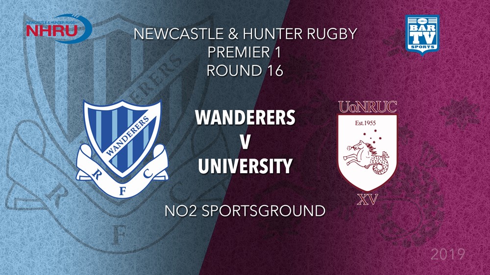 NHRU Round 16 - Premier 1 - Wanderers v University Of Newcastle Slate Image
