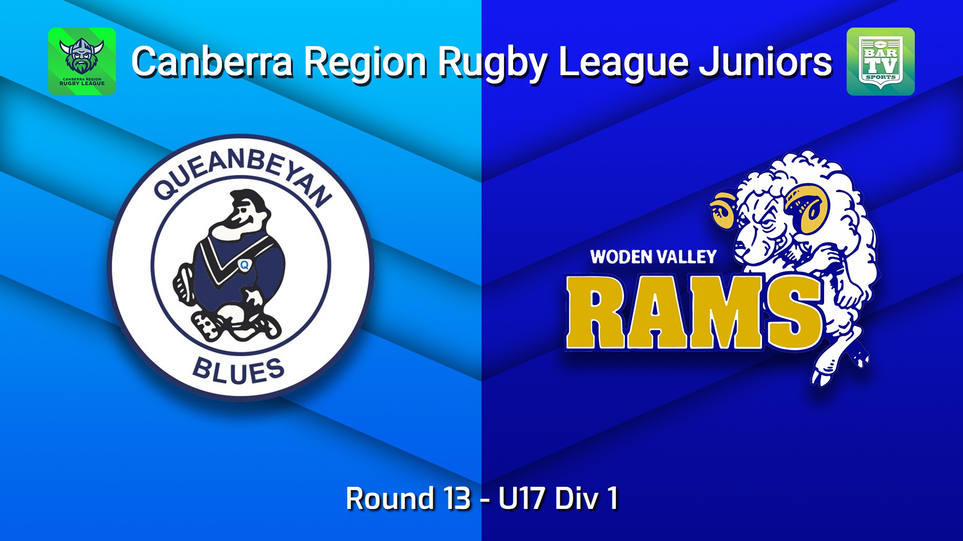 260814-video-Canberra Region Rugby League Juniors Round 13 - U17 Div 1 - Queanbeyan Blues Juniors v Woden Valley Rams Juniors Slate Image