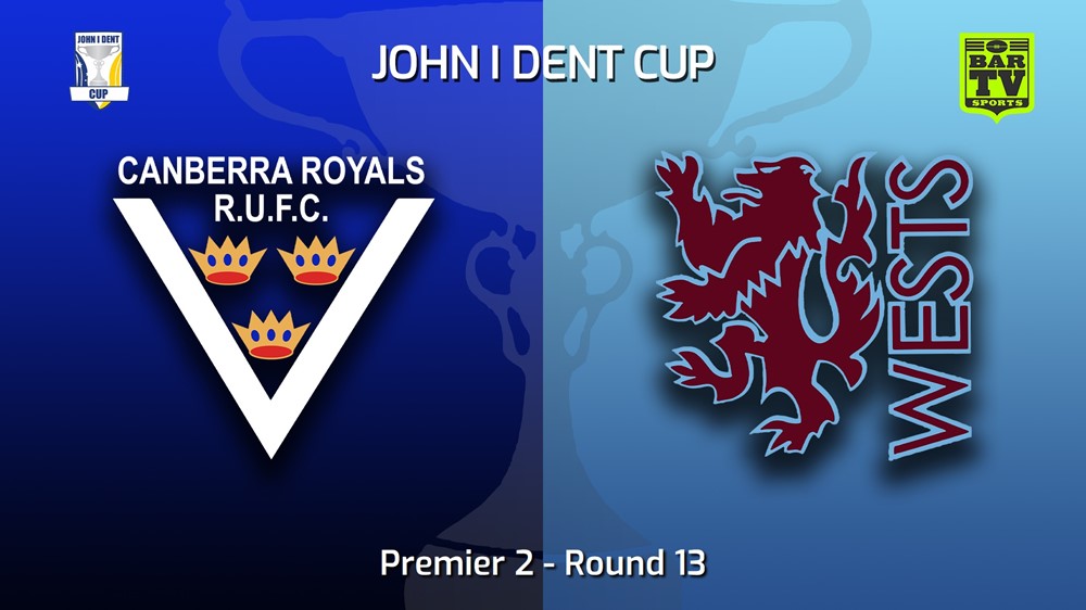 MINI GAME: John I Dent (ACT) Round 13 - Premier 2 - Canberra Royals v Wests Lions Slate Image