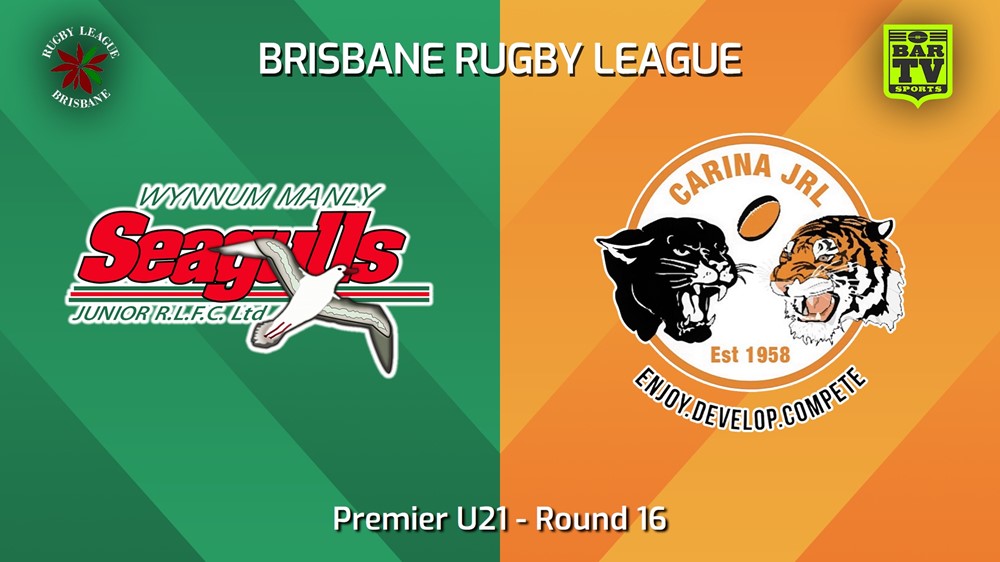 240803-video-BRL Round 16 - Premier U21 - Wynnum Manly Seagulls Juniors v Carina Juniors Slate Image