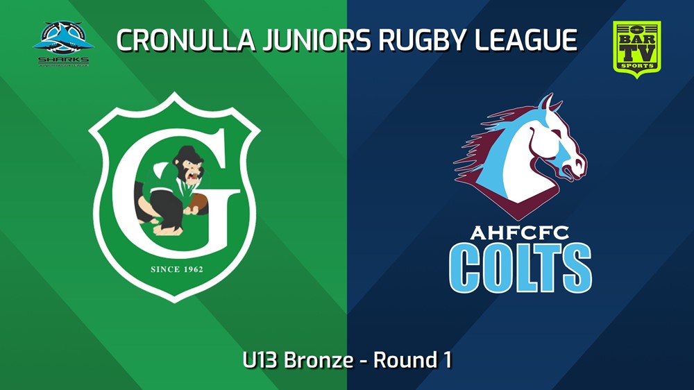 240413-Cronulla Juniors Round 1 - U13 Bronze - Gymea Gorillas v Aquinas Colts Minigame Slate Image