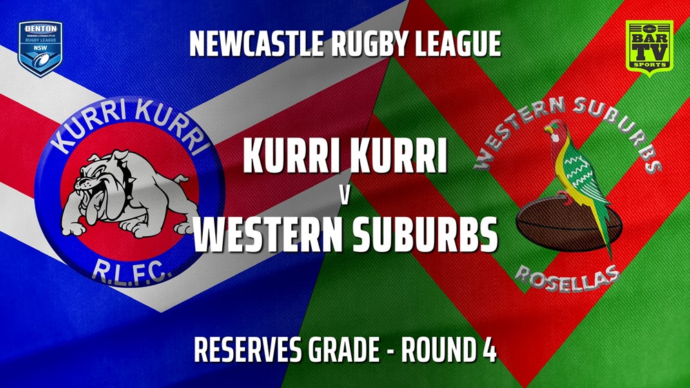 Newcastle Rugby League Round 4 - Reserves Grade - Kurri Kurri Bulldogs v Western Suburbs Rosellas Slate Image