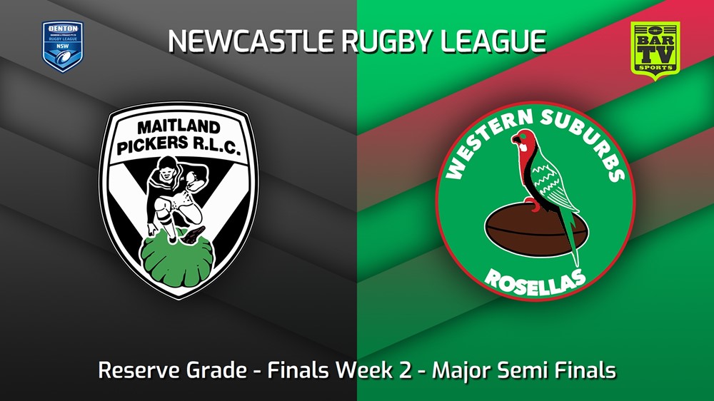230819-Newcastle RL Finals Week 2 - Major Semi Finals - Reserve Grade - Maitland Pickers v Western Suburbs Rosellas Slate Image