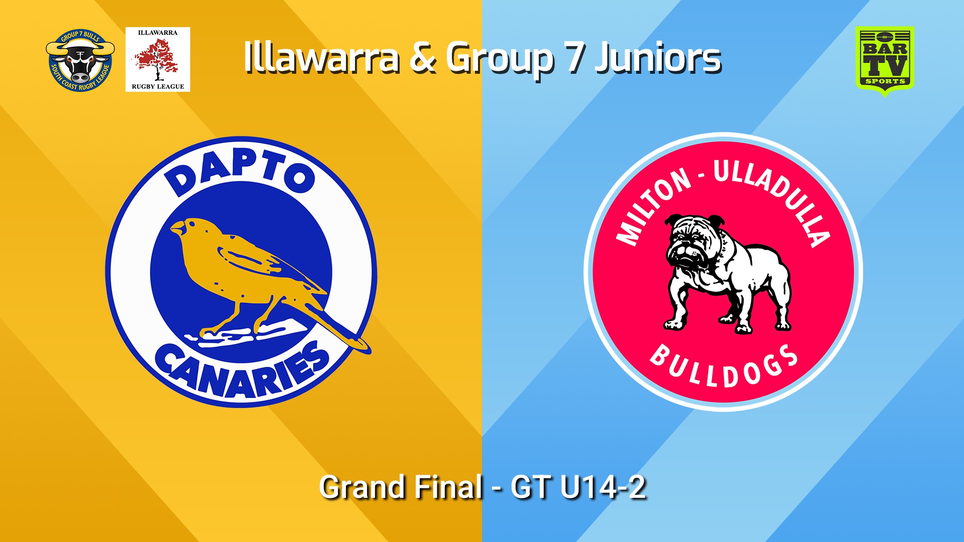 260830-video-Illawarra and Group 7 Merged Juniors Grand Final - GT U14-2 - Dapto Canaries v Milton-Ulladulla Bulldogs Slate Image