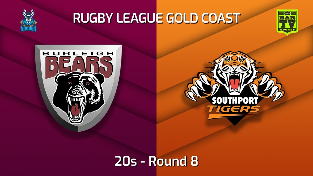 220529-Gold Coast Round 8 - 20s - Burleigh Bears v Southport Tigers Slate Image