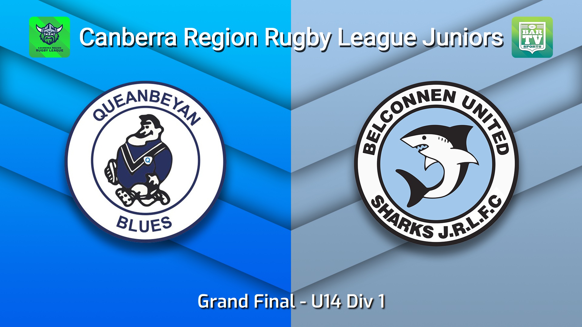 260913-video-Canberra Region Rugby League Juniors Grand Final - U14 Div 1 - Queanbeyan Blues Juniors v Belconnen United Sharks Juniors Slate Image