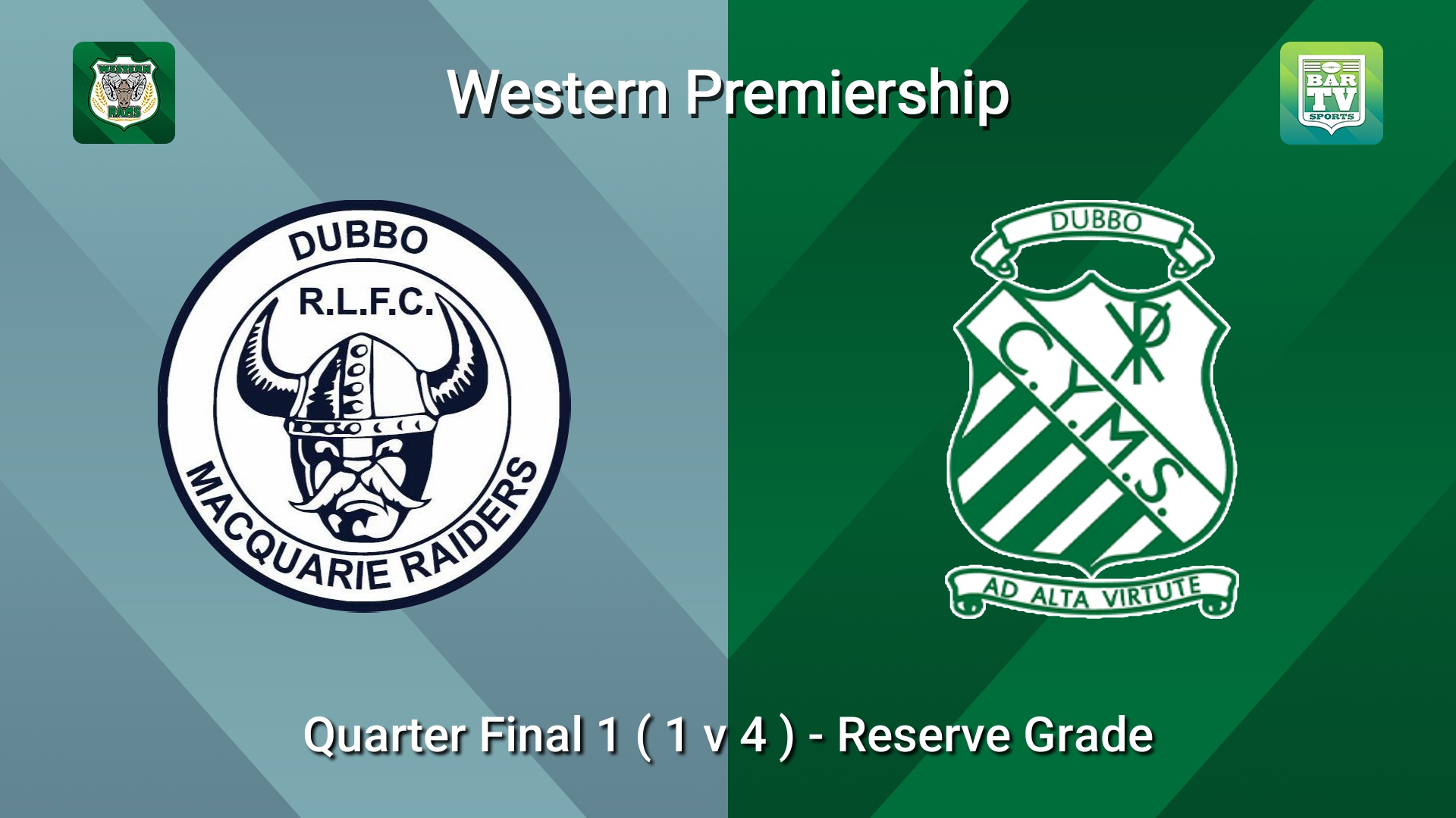 260816-video-Western Premiership Quarter Final 1 ( 1 v 4 ) - Reserve Grade - Dubbo Macquarie Raiders v Dubbo CYMS Slate Image