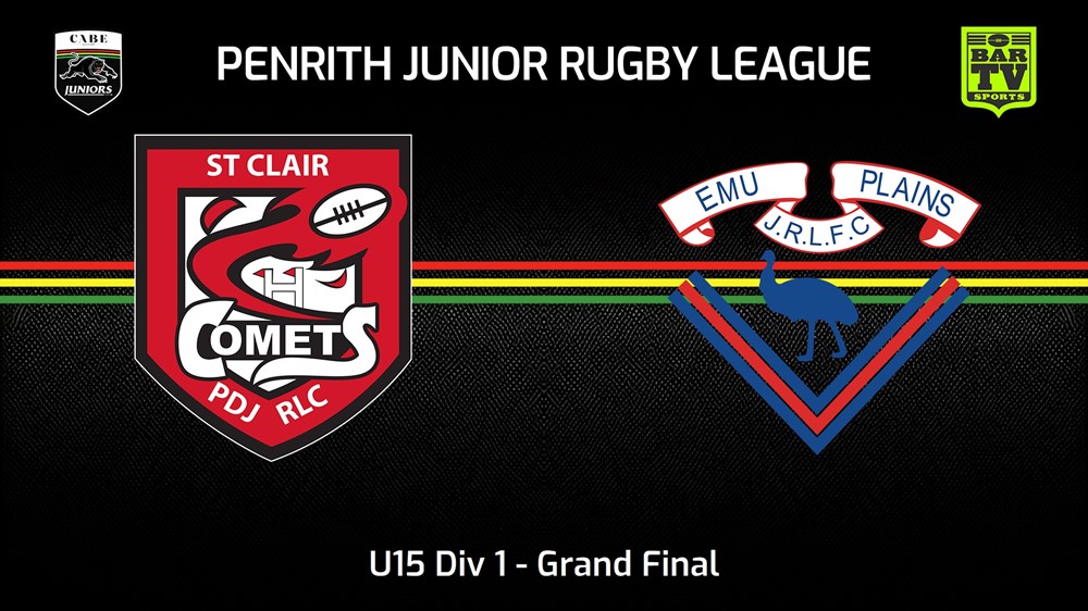 230826-Penrith & District Junior Rugby League Grand Final - U15 Div 1 - St Clair v Emu Plains RLFC Slate Image