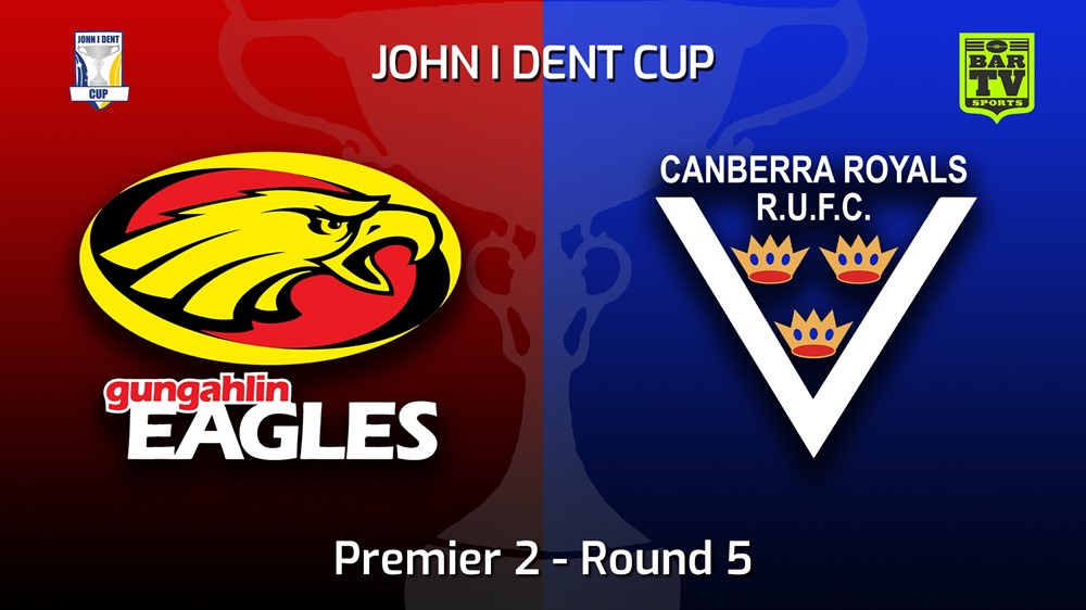 MINI GAME: John I Dent (ACT) Round 5 - Premier 2 - Gungahlin Eagles v Canberra Royals Slate Image