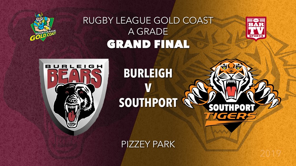 2019 Rugby League Gold Coast Grand Final - A Grade - Burleigh Bears v Southport Tigers Slate Image