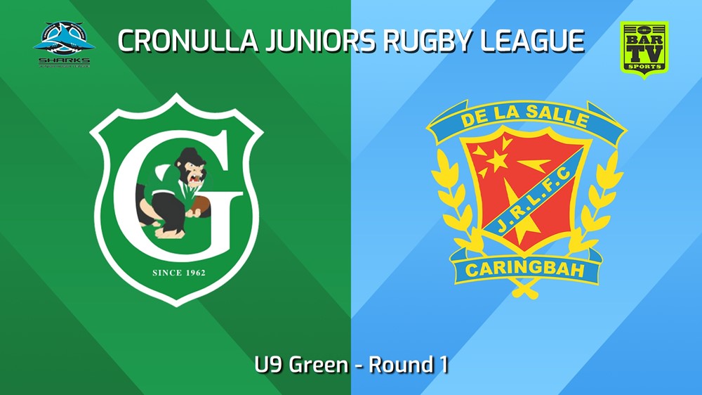 240413-Cronulla Juniors Round 1 - U9 Green - Gymea Gorillas v De La Salle Minigame Slate Image