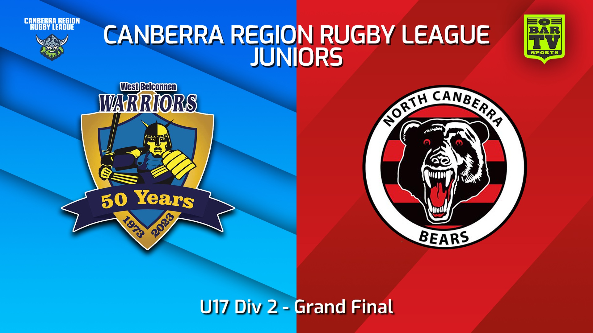 240913-video-Canberra Region Rugby League Juniors Grand Final - U17  Div 2 - West Belconnen Warriors Juniors v North Canberra Bears Slate Image