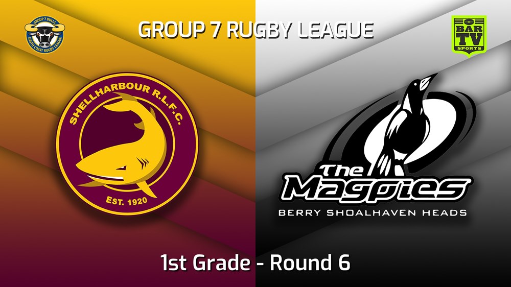220601-South Coast Round 6 - 1st Grade - Shellharbour Sharks v Berry-Shoalhaven Heads Magpies Slate Image