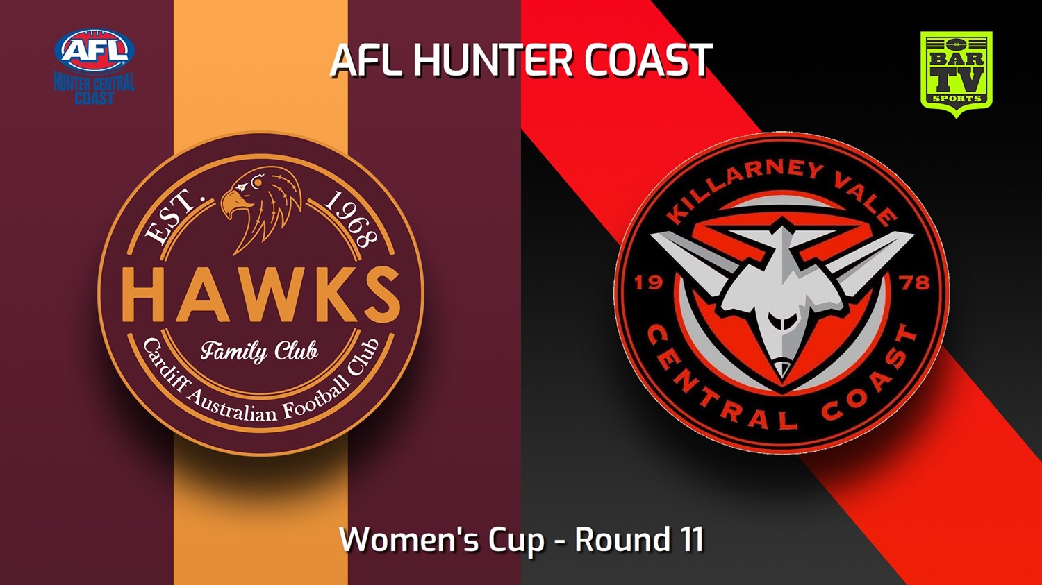230722-AFL Hunter Central Coast Round 11 - Women's Cup - Cardiff Hawks v Killarney Vale Bombers Minigame Slate Image