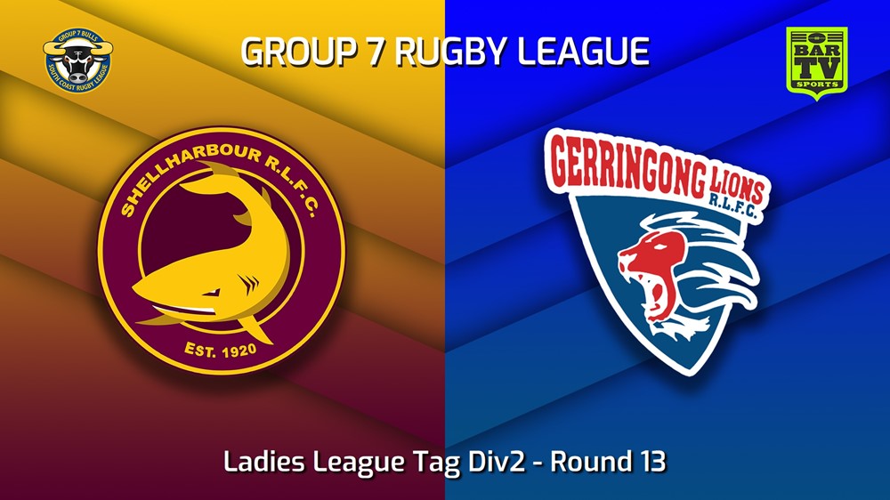 MINI GAME: South Coast Round 13 - Ladies League Tag Div2 - Shellharbour Sharks v Gerringong Lions Slate Image