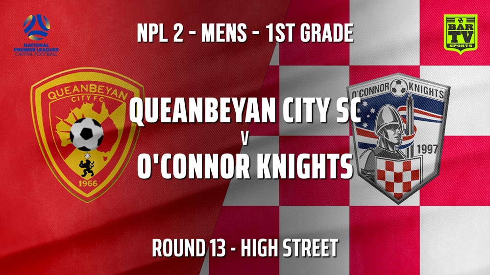 MINI GAME: NPL 2 Men - 1st Grade - Capital Round 13 - Queanbeyan City SC v O'Connor Knights Slate Image