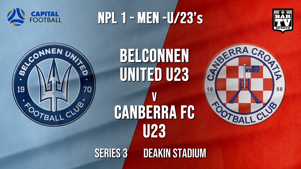 NPL1 Men - U23 - Capital Football  Series 3 - Belconnen United U23 v Canberra FC U23 Slate Image