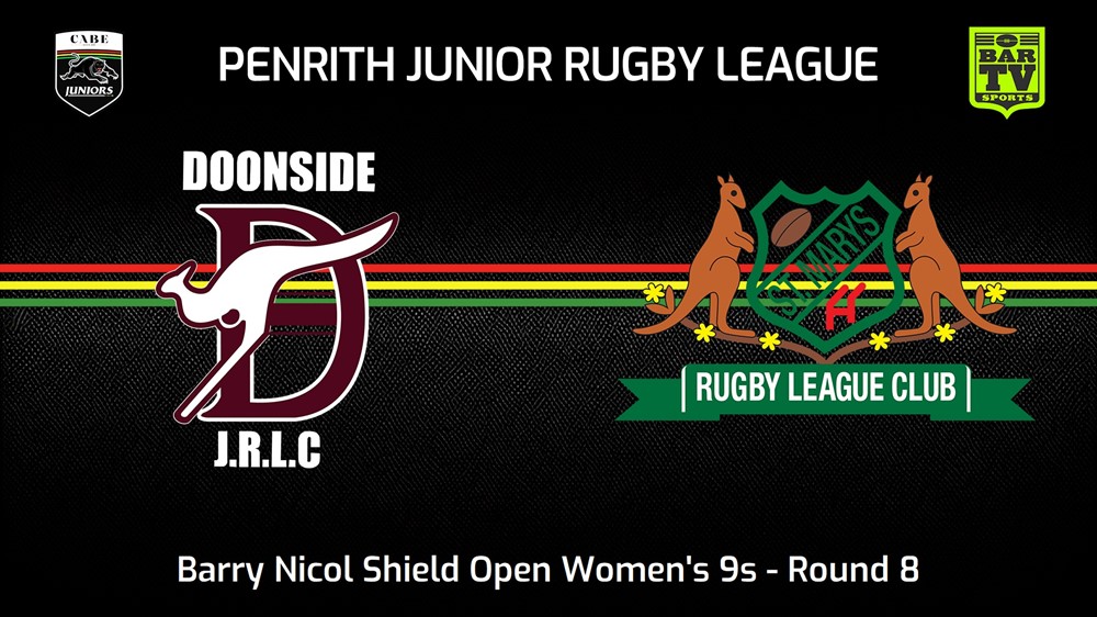 240825-video-Penrith & District Junior Rugby League Round 8 - Barry Nicol Shield Open Women's 9s - Doonside v St Marys Slate Image