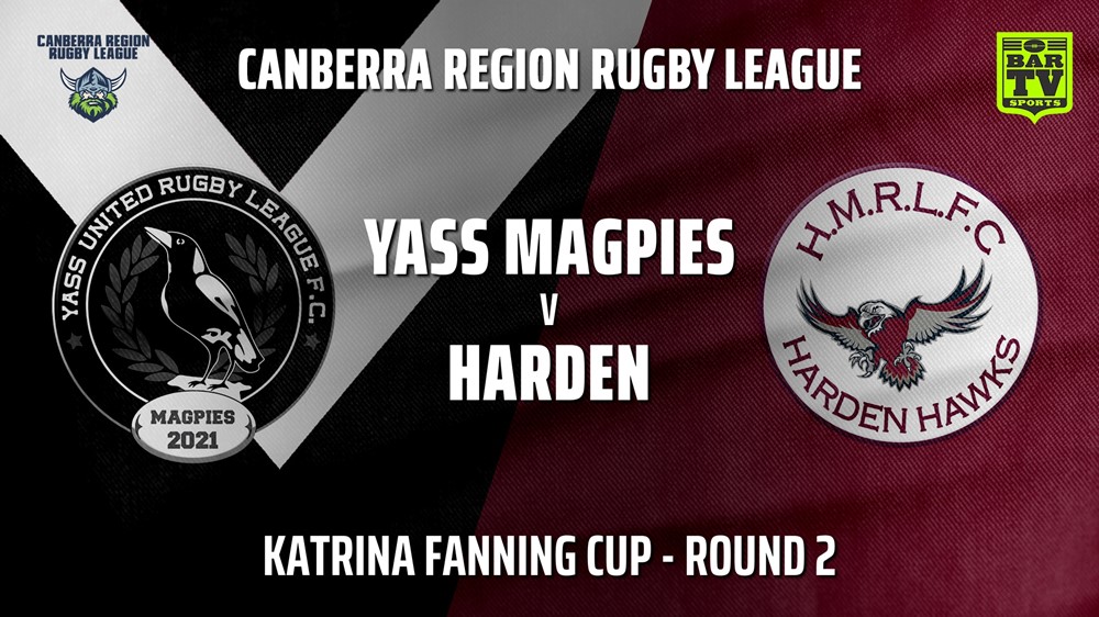 210508-CRRL Round 2 - Katrina Fanning Cup - Yass Magpies v Harden Hawks Minigame Slate Image