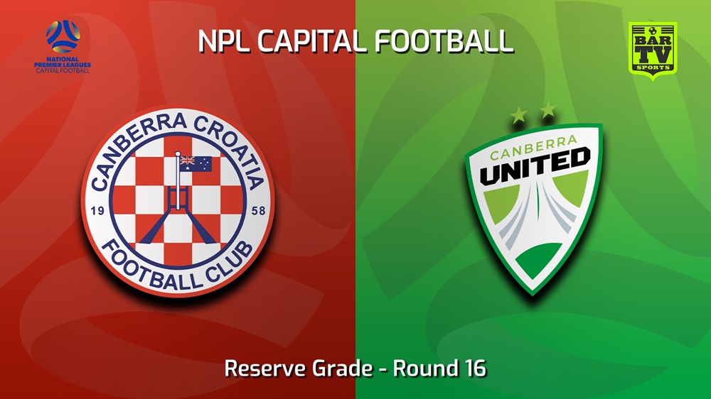 230730-NPL Women - Reserve Grade - Capital Football Round 16 - Canberra Croatia FC (women) v Canberra United W Slate Image