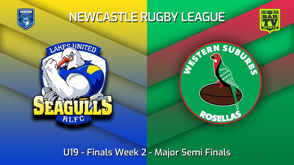 230819-Newcastle RL Finals Week 2 - Major Semi Finals - U19 - Lakes United Seagulls v Western Suburbs Rosellas Slate Image
