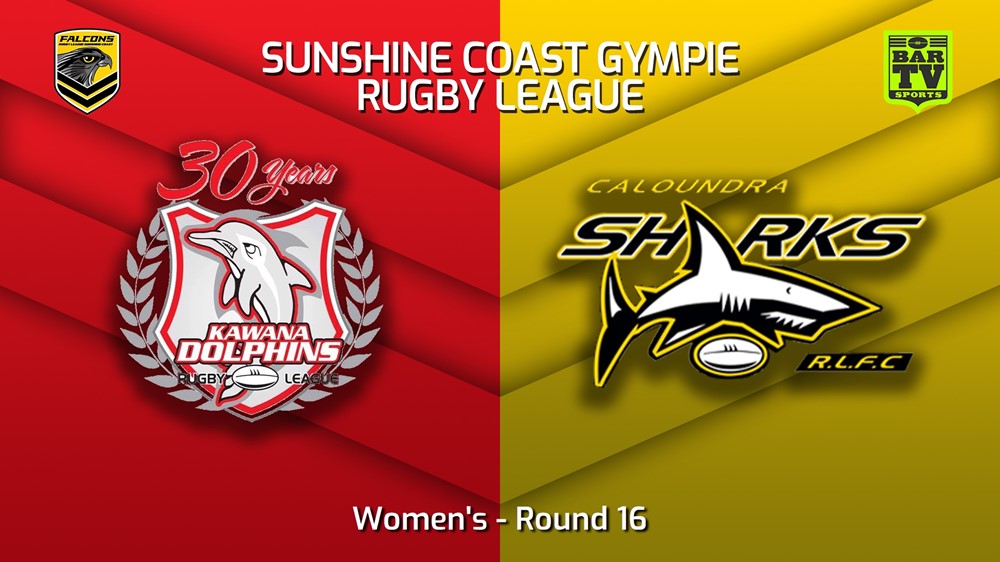MINI GAME: Sunshine Coast RL Round 16 - Women's - Kawana Dolphins v Caloundra Sharks Slate Image