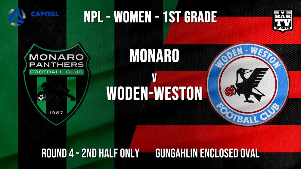 NPLW - Capital Round 4 - 2nd Half only - Monaro Panthers FC (women) v Woden-Weston FC (women) Slate Image
