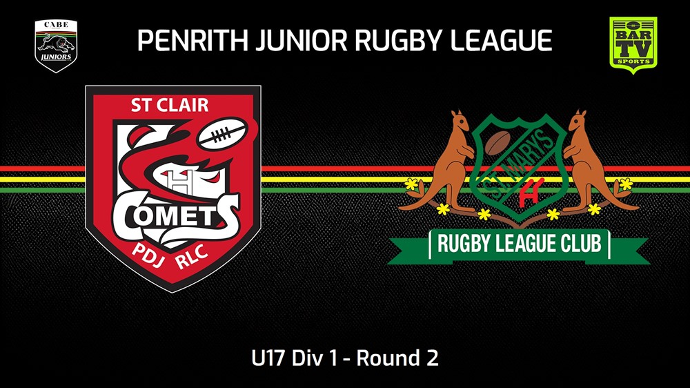 240414-Penrith & District Junior Rugby League Round 2 - U17 Div 1 - St Clair v St Marys Slate Image