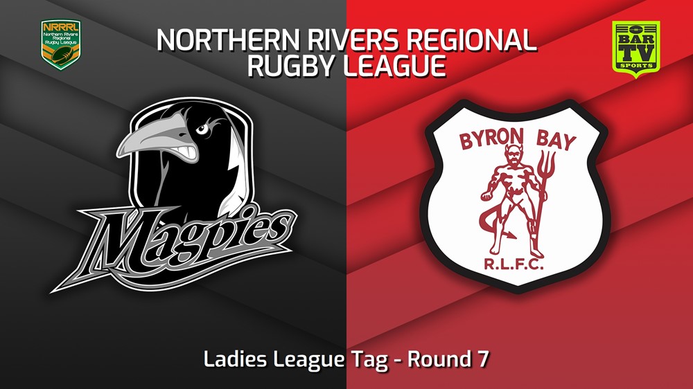 230527-Northern Rivers Round 7 - Ladies League Tag - Lower Clarence Magpies v Byron Bay Red Devils Slate Image