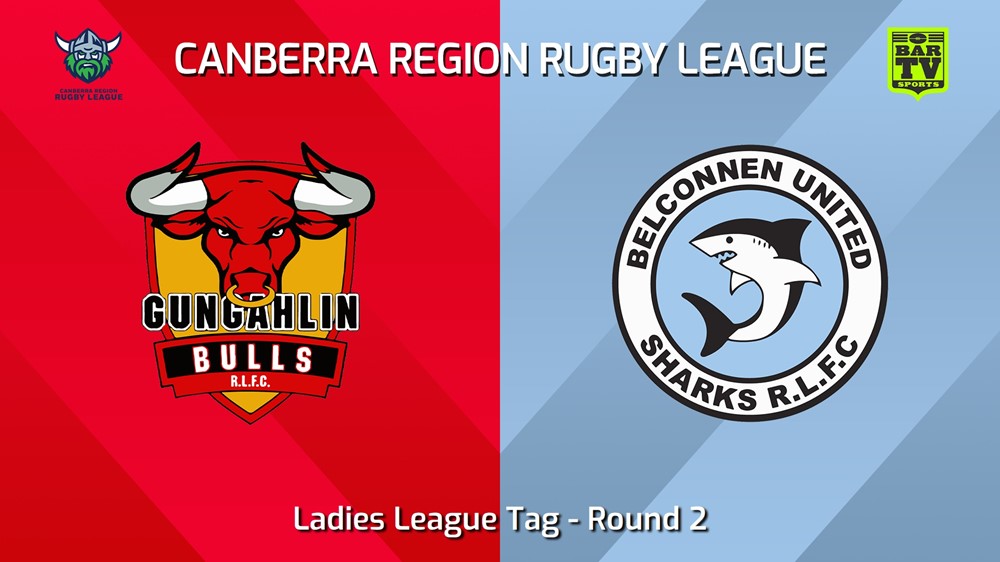 240413-Canberra Round 2 - Ladies League Tag - Gungahlin Bulls v Belconnen United Sharks Minigame Slate Image