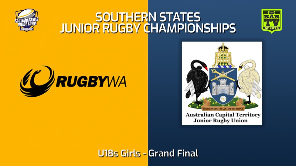 230714-Southern States Junior Rugby Championships Grand Final - U18s Girls - Western Australia v ACTJRU Minigame Slate Image